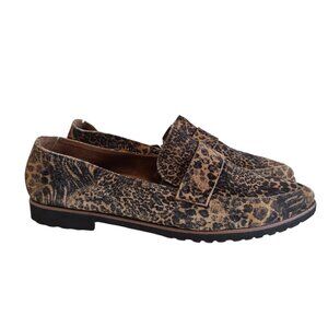 Paul Green Dara Loafer Safari Tan Flat Penny Loafer Leather Leopard Cheetah 6.5
